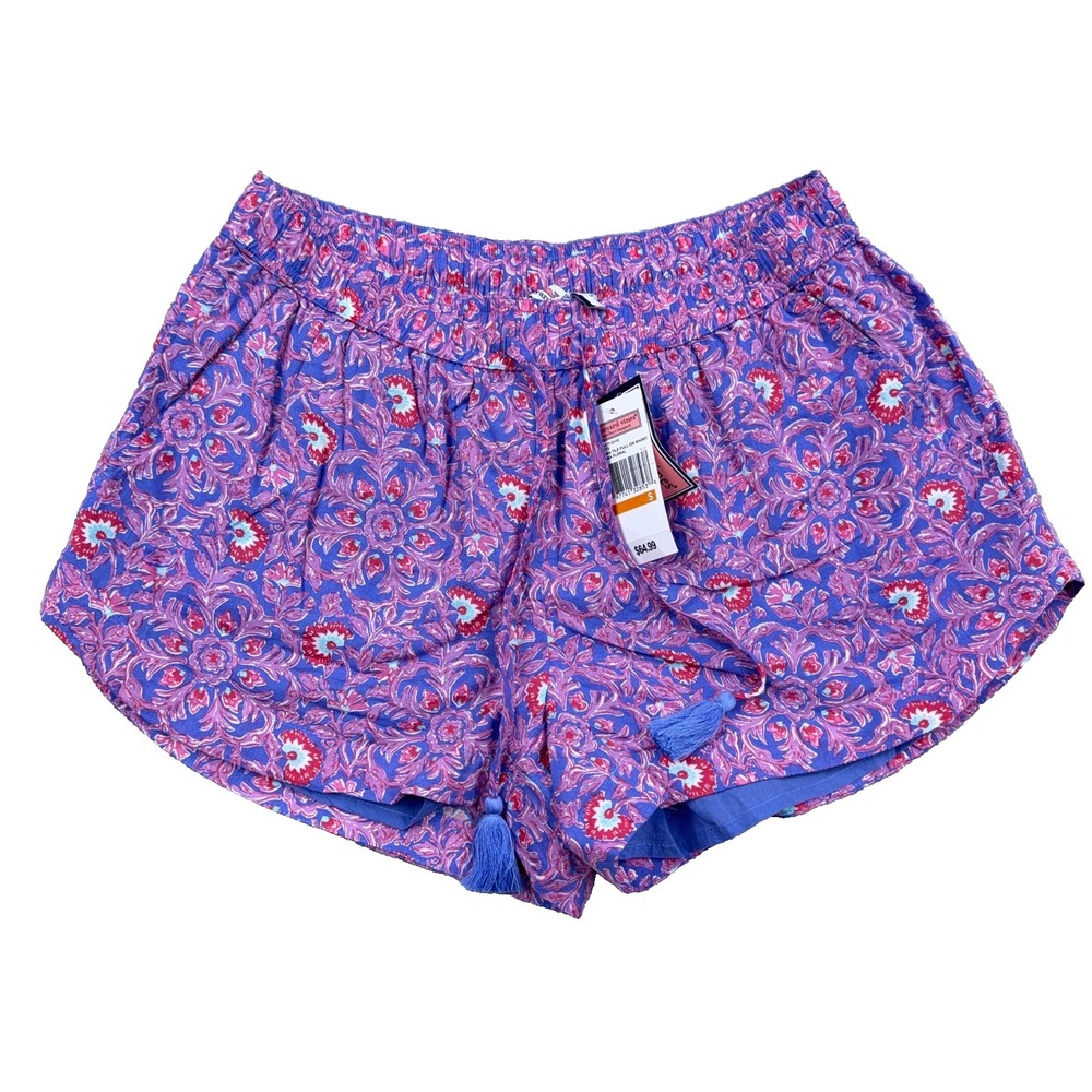 Vineyard Vines Katama Tile Shorts Women Size Small Cotton Pull On Paisley NEW